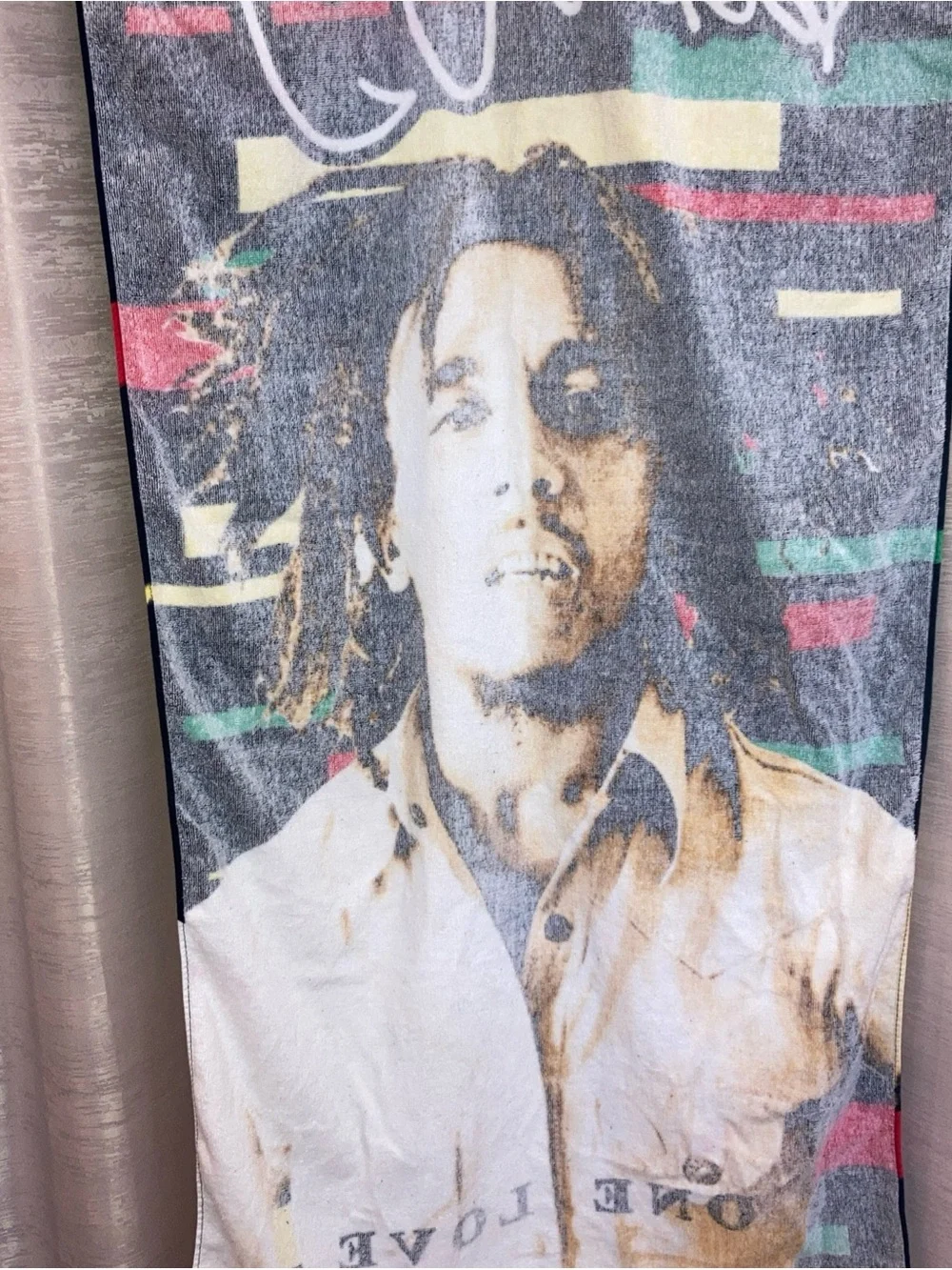 Bob Marley Black Multi-Color 'One Love' Beach Towel 49”x26.5”